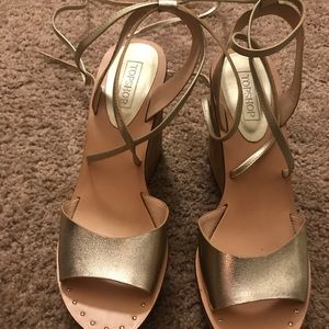 Top Shop Gold and Cork Wedge Heels